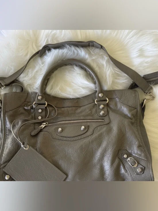 BALENCIAGA CITY BAG GRAY GREY BAG S/S 2016 w/MIRROR SILVER HARDWARE - Picture 8 of 13